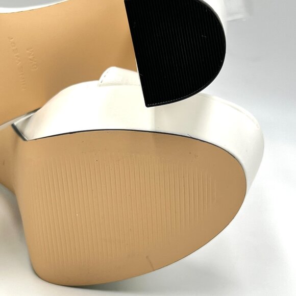 Nine‎ West Size 8.5 Uknow White Faux Vegan Leather Platform Sandals Heels Shoes - Picture 13 of 16